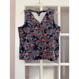 Jones New York Blue Paisley Sleeveless Top